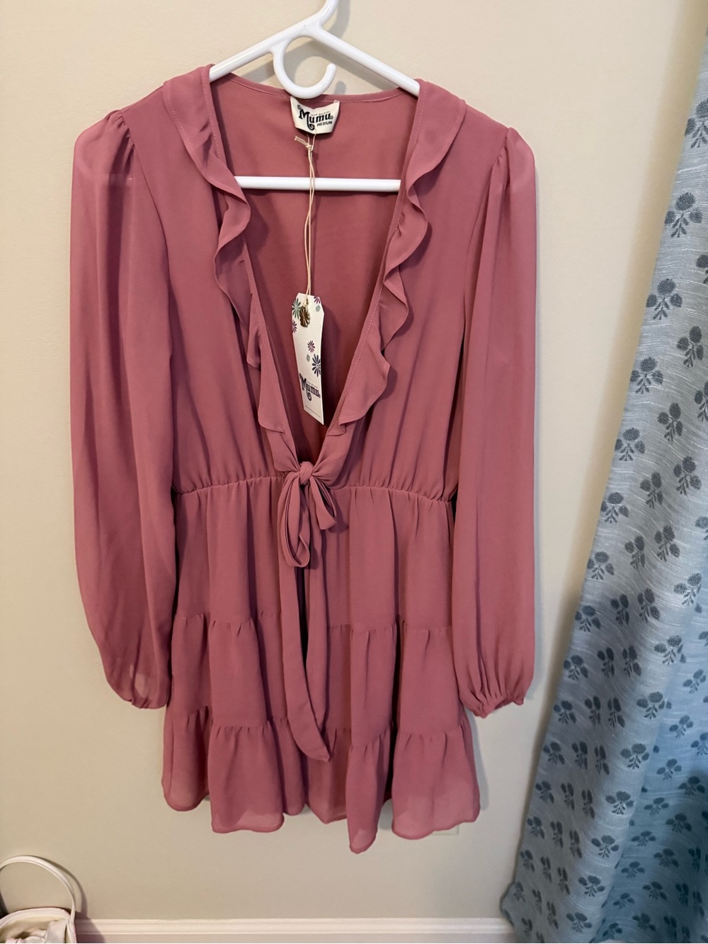 Show Me Your MuMu Mauve Ruffle Tie-Front Tunic